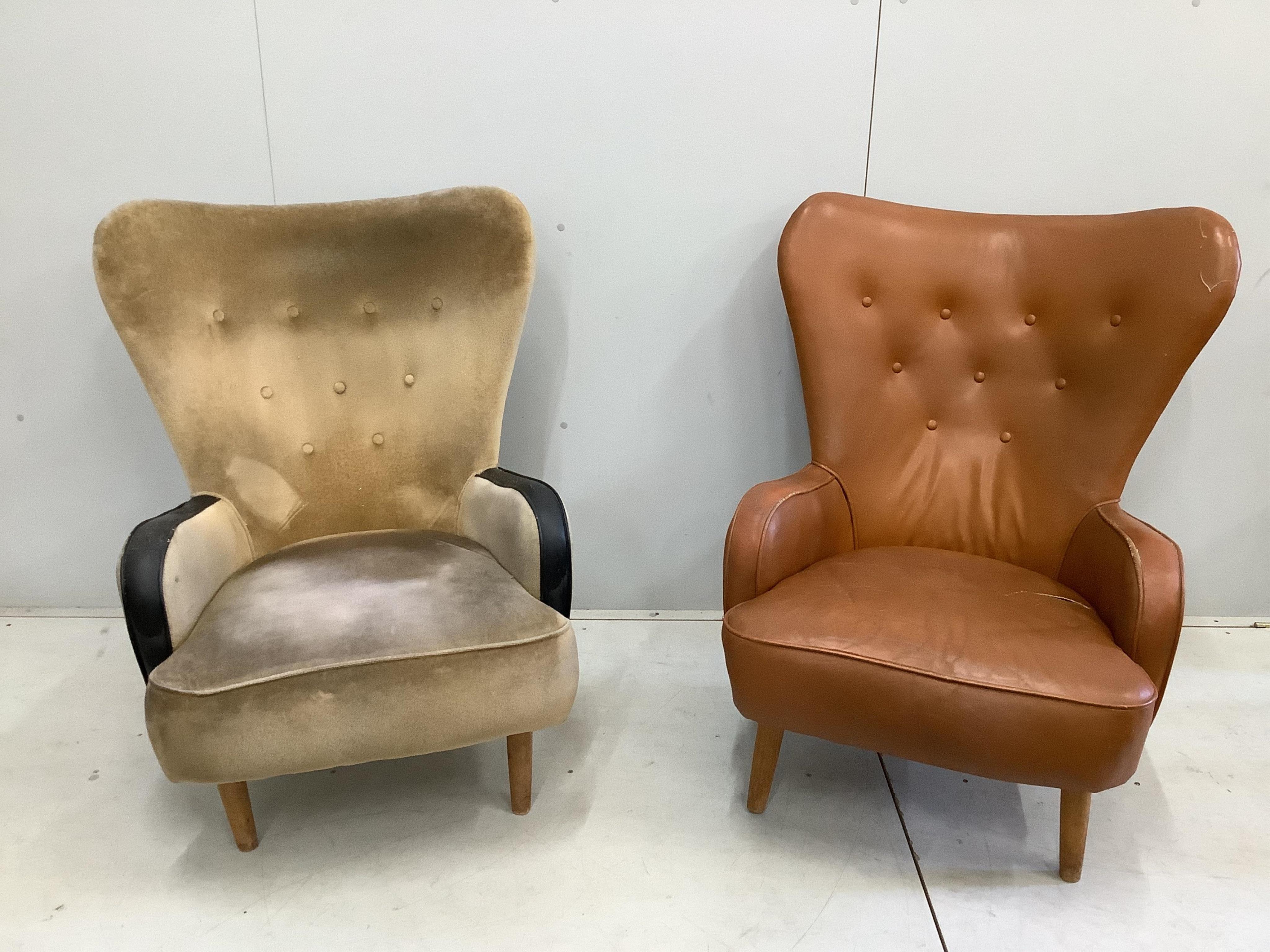 A pair of Ernest Race DA1 lounge chairs, width 76cm, depth 65cm, height 100cm